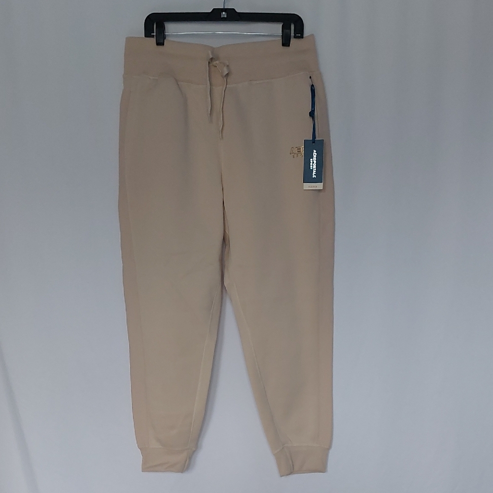 Aeropostale Womens Beige Joggers Fleece Pants‎ Size XL